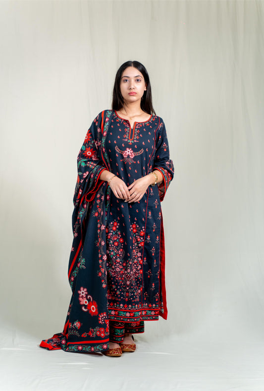Black Base Adorned With Vibrant Floral Prints