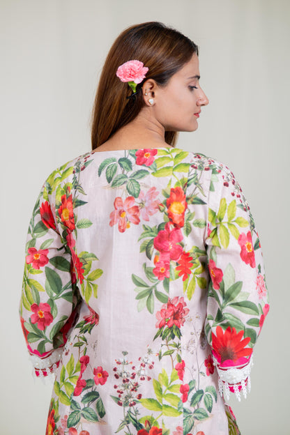 Raahi Printed Ivory Kurta Set With Dupatta