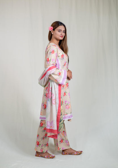 Beige Straight Kurta Set
