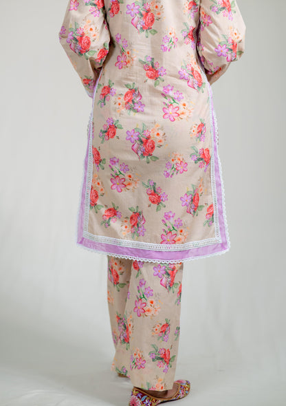 Beige Straight Kurta Set