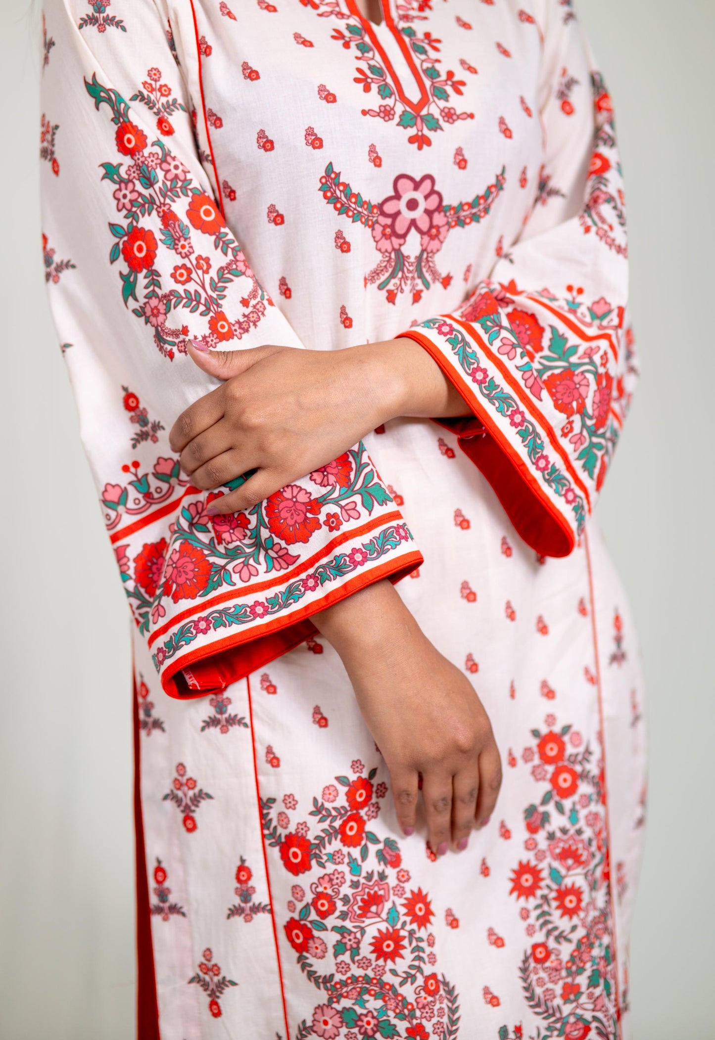 White Floral Kurta Set