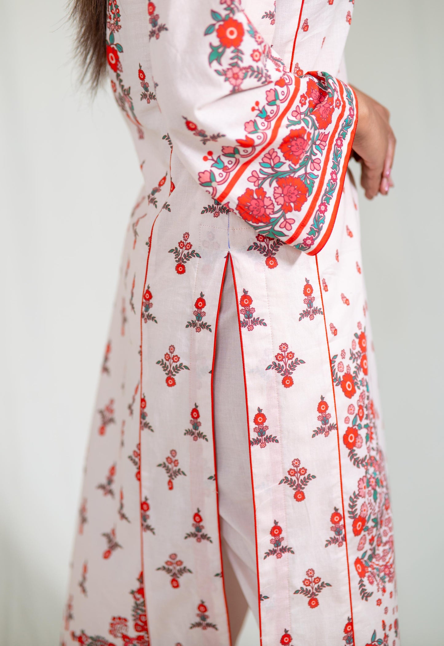 White Floral Kurta Set