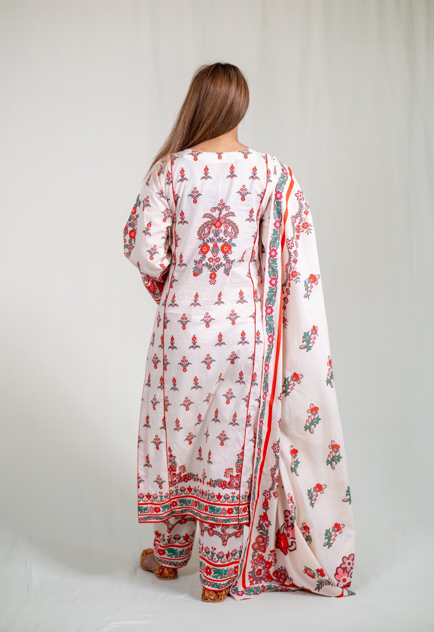 White Floral Kurta Set