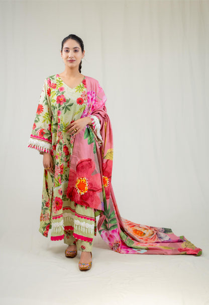 Raahi Printed Green Kurta Set