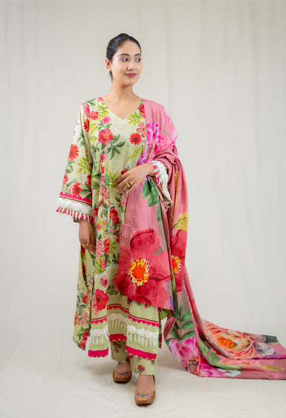 Raahi Printed Green Kurta Set