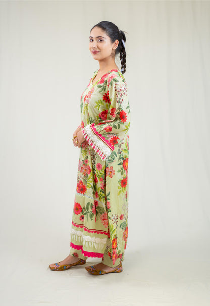 Raahi Printed Green Kurta Set