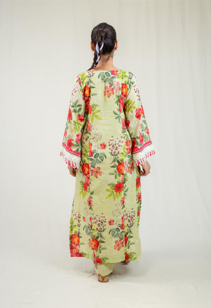 Raahi Printed Green Kurta Set