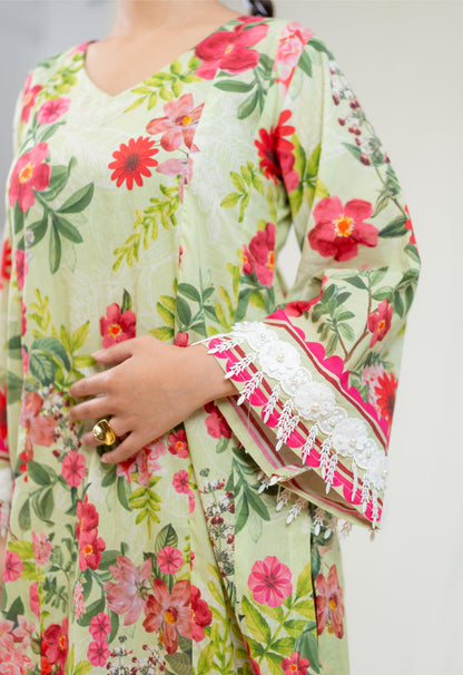 Raahi Printed Green Kurta Set