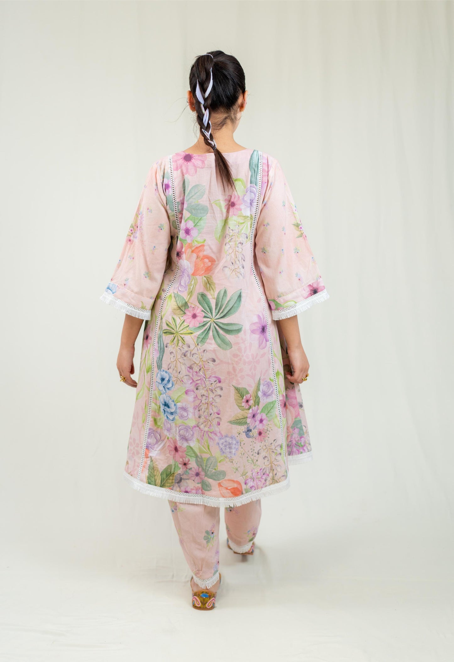 Lilac Floral Straight Cut Salwar Kameez Set