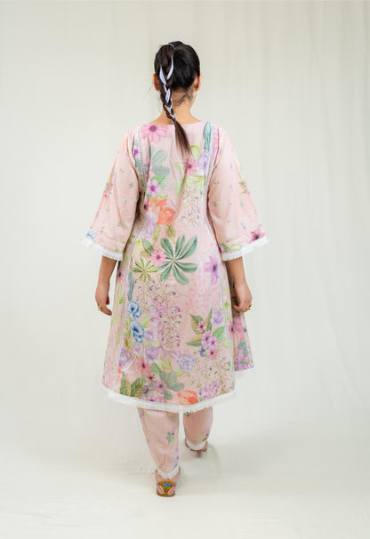Lilac Floral Straight Cut Salwar Kameez Set