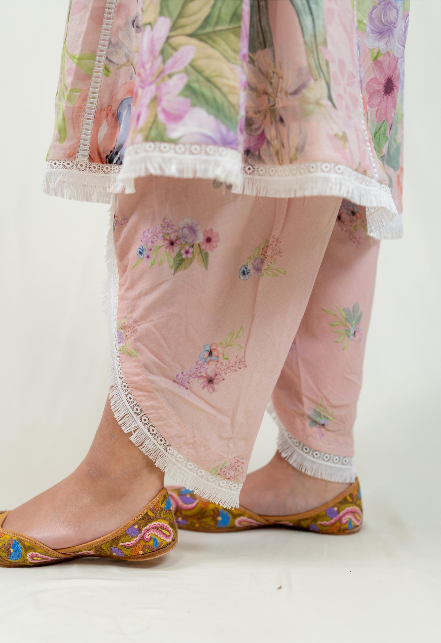 Lilac Floral Straight Cut Salwar Kameez Set