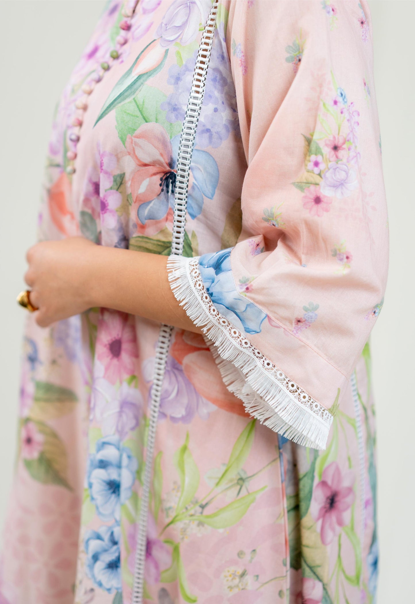 Lilac Floral Straight Cut Salwar Kameez Set