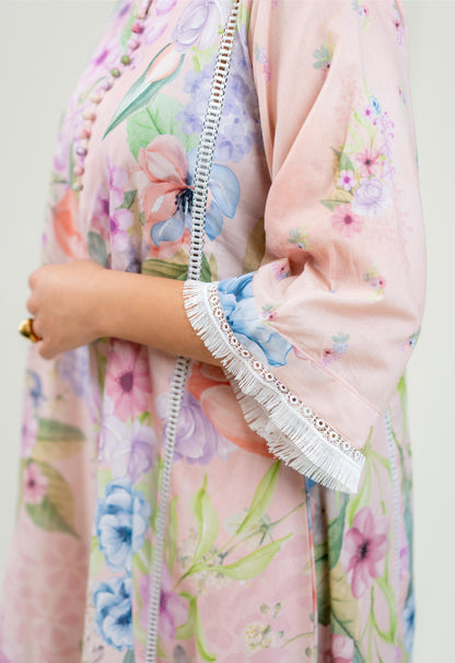 Lilac Floral Straight Cut Salwar Kameez Set