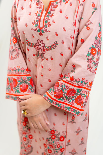Red Base Adorned With Vibrant Floral Prints