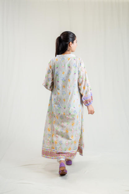 Lavendar Base Kurta With Hand Embroidery