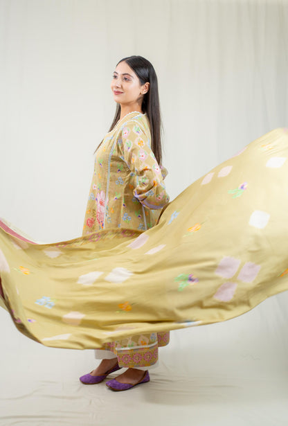 Olive Green Kurta With Hand Embroidery