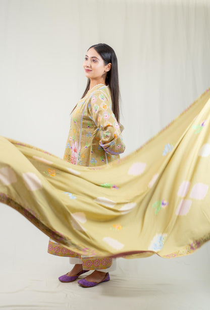Olive Green Kurta With Hand Embroidery