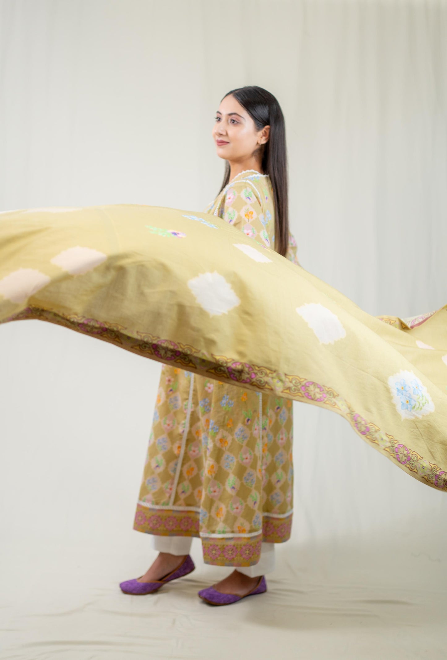 Olive Green Kurta With Hand Embroidery