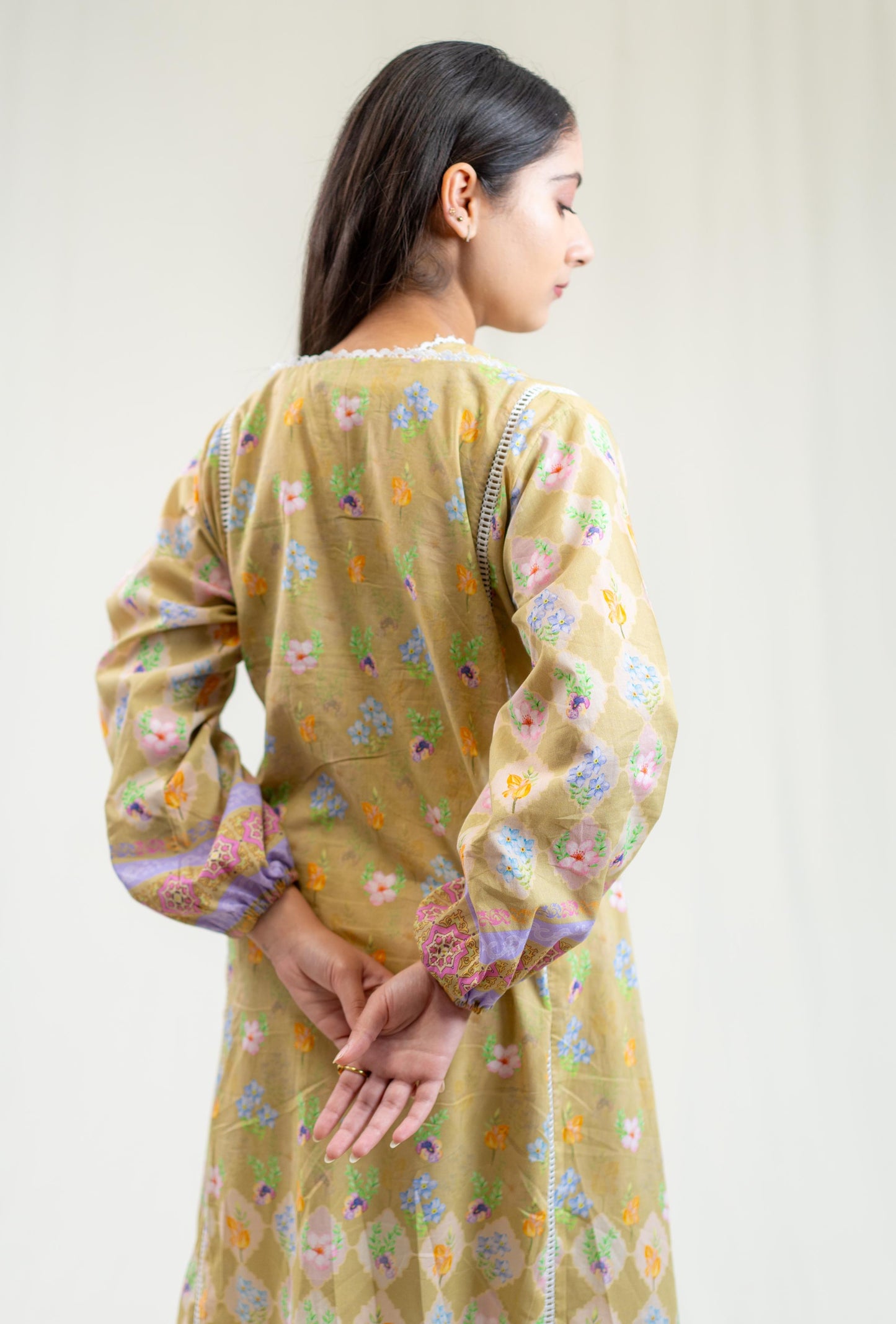Olive Green Kurta With Hand Embroidery