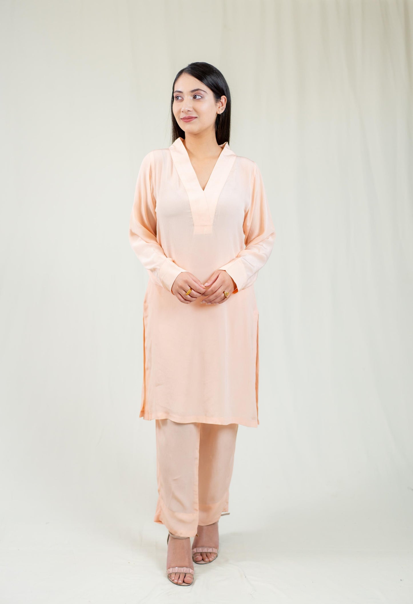 Pink Plain Kurta With Multicoloured Dupatta