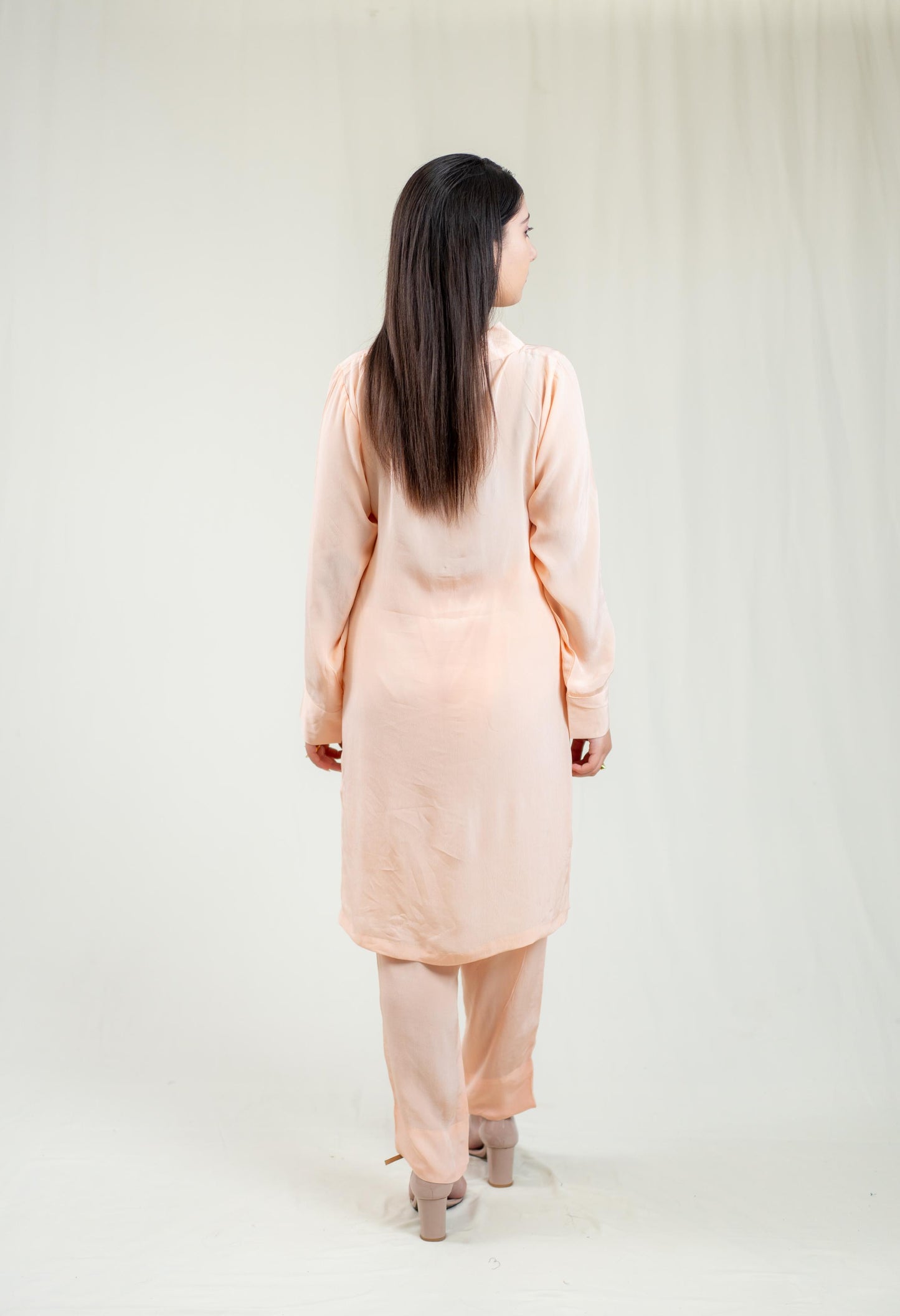 Pink Plain Kurta With Multicoloured Dupatta