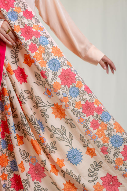 Pink Plain Kurta With Multicoloured Dupatta