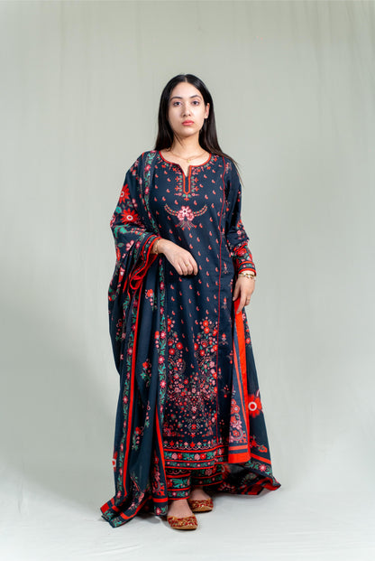 Black Base Adorned With Vibrant Floral Prints