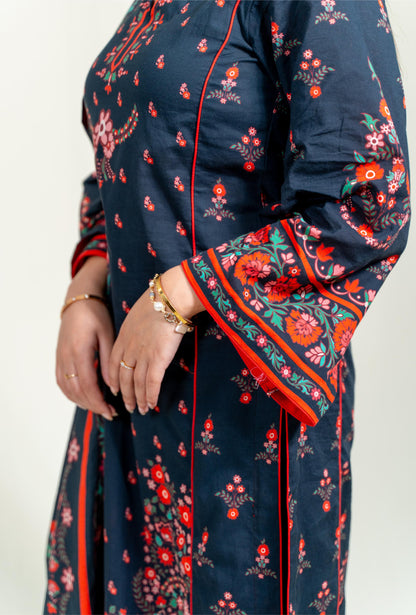 Black Base Adorned With Vibrant Floral Prints