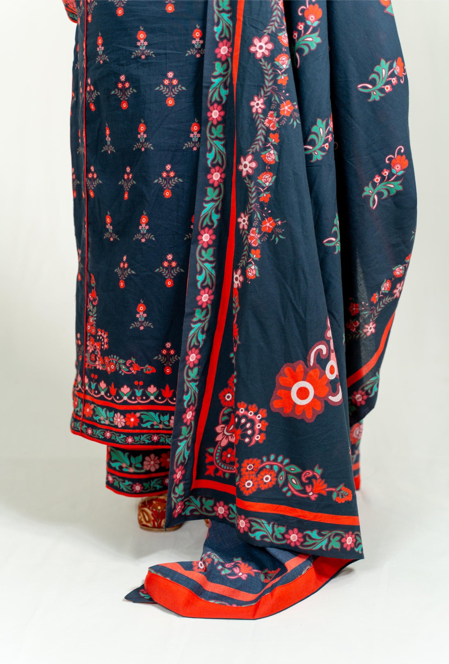 Black Base Adorned With Vibrant Floral Prints