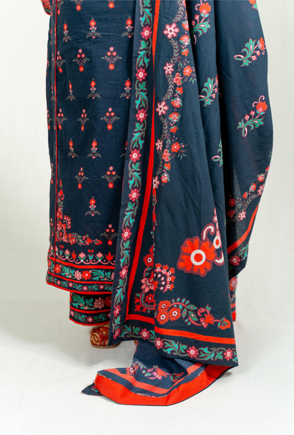 Black Base Adorned With Vibrant Floral Prints