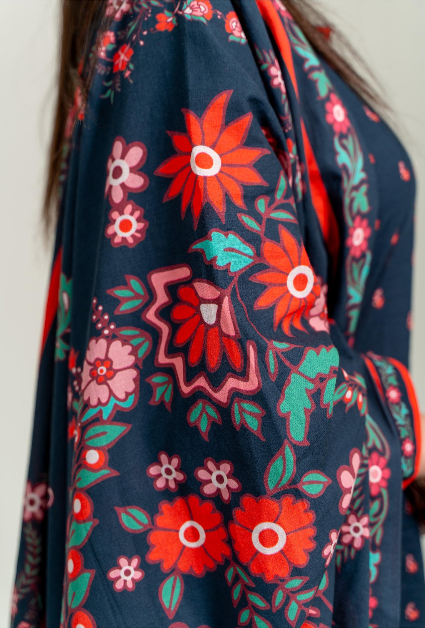 Black Base Adorned With Vibrant Floral Prints