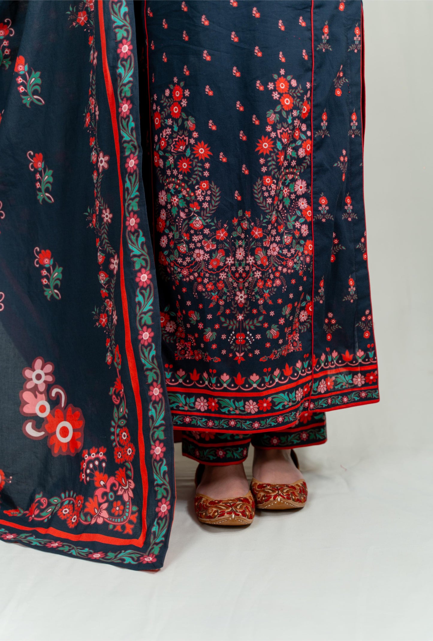 Black Base Adorned With Vibrant Floral Prints