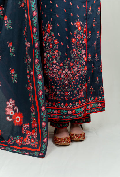 Black Base Adorned With Vibrant Floral Prints