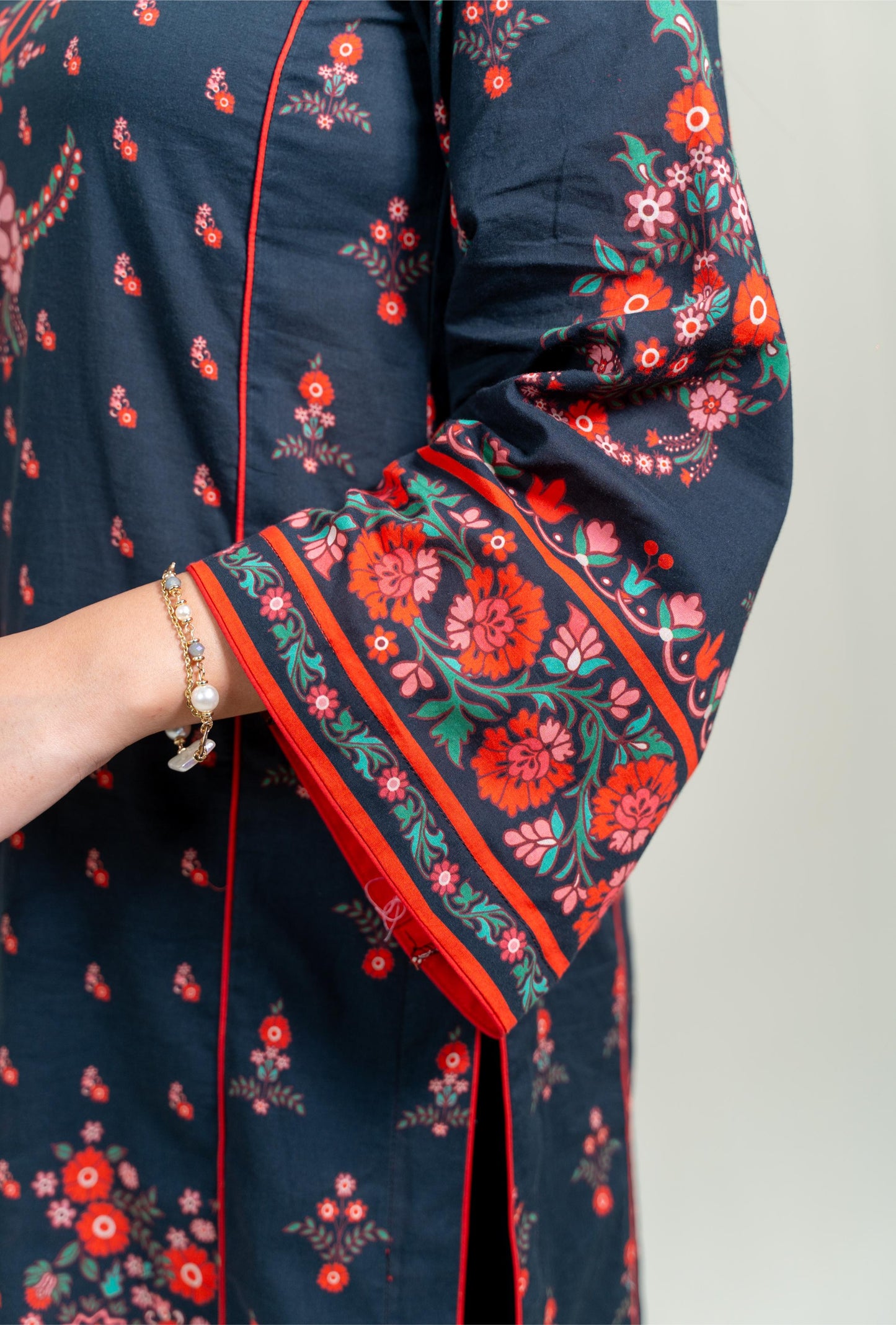 Black Base Adorned With Vibrant Floral Prints